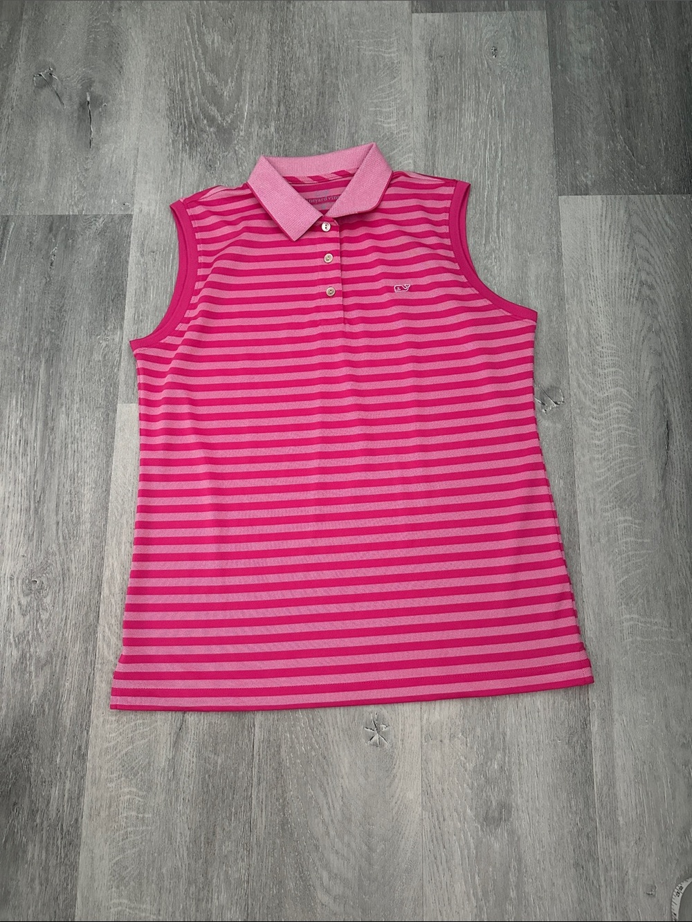 Vineyard Vines  Performance Golf Pink Striped Sleeveless Polo top NWT Medium